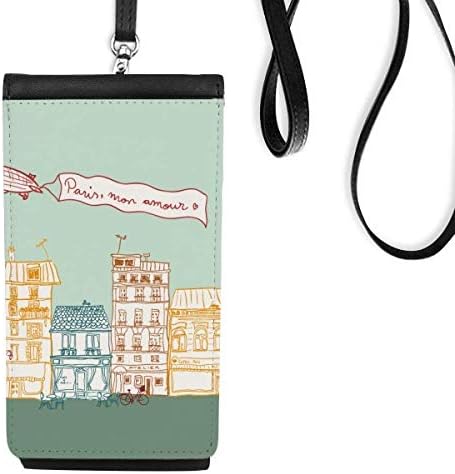 Париз Аирос Франс Марк Линија за цртање телефонски паричник чанта што виси мобилна торбичка црн џеб