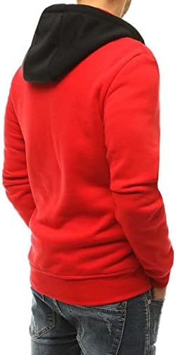 Xzhdd во боја блок крпеница дуксери за мажи, зимска пролетна качулка јакни тренинг спортски патент, обични џемпери, пријатни издржливи