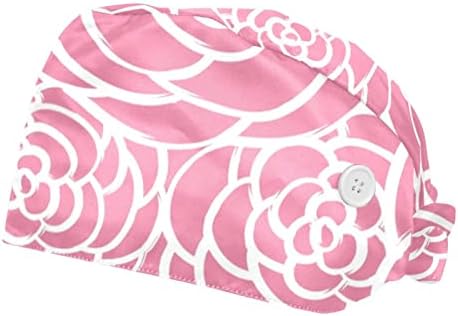 2 пакувања прилагодливо работно капаче со копчиња, уметничка роза цветна капа за џемпери за жени и мажи, една големина