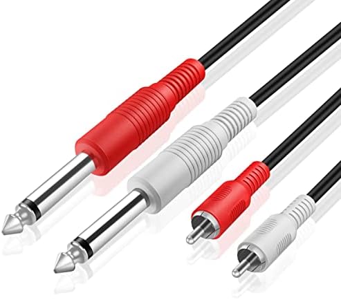 TNP Premium Dual 1/4 инчи до двоен аудио кабел RCA - машки 6,35 mm 1/4 Phono Mono до RCA конектор за приклучок за приклучок за жица