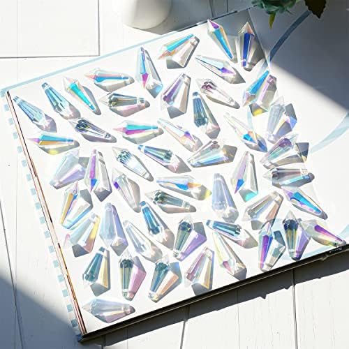 50 парчиња 38мм Suncatcher Crystal Icicle Prisms приврзок, лустерски лустерски кристали приврзоци капки за ламби за свеќи за свеќи завесата