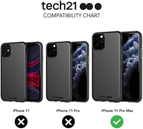Tech21 Студио Боја Мобилен Телефон Случај за iPhone 11 Pro Max со 10ft Заштита Капка, Црна