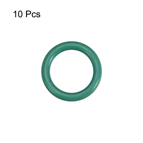 Uxcell Fluorine Guber O-прстени, 9мм OD 4.2mm ID 2,4 mm ширина FKM заптивка за заптивка за машини за водовод, зелена, пакет од 10