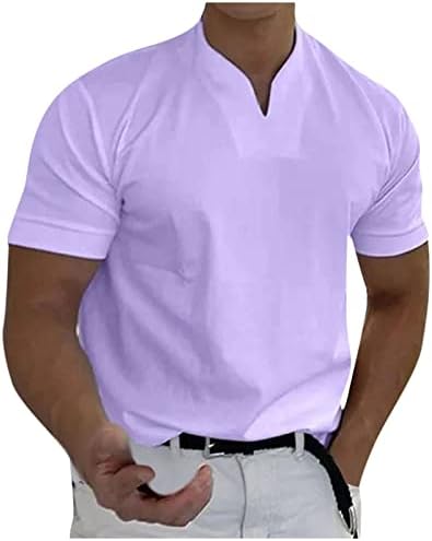 Амцок обични маички мажи, обична цврста боја на џентлменски деловен на џентлмен, фитнес маица за фитнес маица