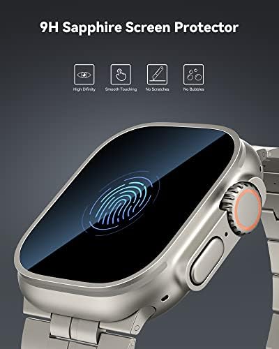 Lululook Заштитник На Екранот За Apple Watch Ultra, 49mm Капаци За Лице За Apple Watch, Калено Стакло Од Сафир &засилувач; Посебен