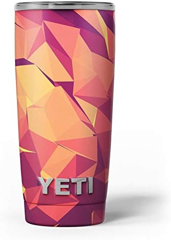 Дизајн Скинц Неон розова и портокалова геометриски форми - Комплет за винил за завиткување на кожата, компатибилен со чашите