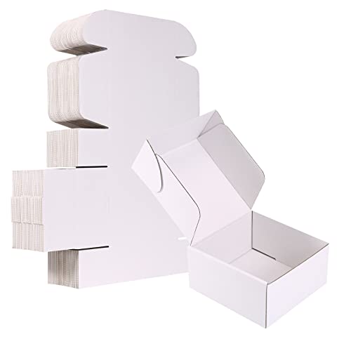 Кутии за испорака на Duzcli, мала големина 8x6x3 инчи сет од 25 бели кутии за подароци од бела Kraft, брановидна картонска литература