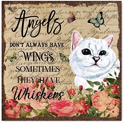 Ангелите немаат секогаш крилја нешта, тие имаат мустаќи дрвени знаци мачка пеперутка дрво плакета кутре подароци wallид декор рустикален