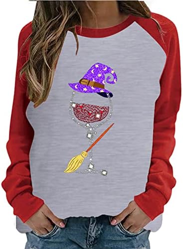 Божиќни кошули на Brkewi Fashions Mase 2023 Нова Година екипаж со долги ракави џемпер во боја на џемпери за џемпери во боја на џемпери за вештерки