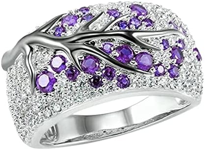 Yistu Dainty Rings for Women Ring Lum Creative P, дами прстен циркон дијамантски дами свадбена гранка цвет прстени забавни прстени за