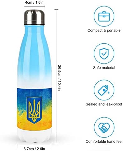 Украинско знаме 17oz Спортско шише со вода од не'рѓосувачки челик изолирано спортот за кола за еднократна форма на кола