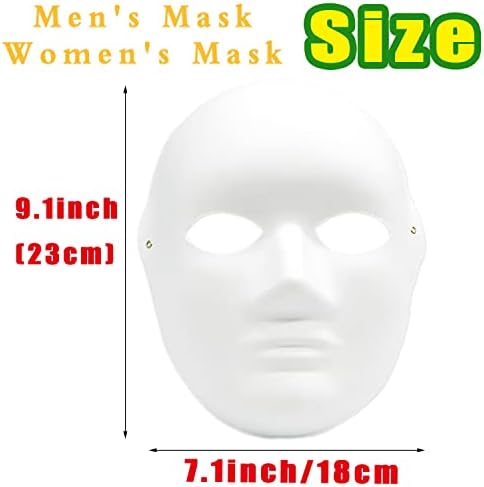 12 пакувања маски за маски за хартија, DIY целосни маски за лице, бели маски за хартија со DIY со 12 парчиња врзани јажиња за Ноќта на вештерките, Cosplay, Party Masquerade