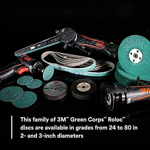 3М Зелен корпус Roloc Disc 36536, 80+ Grit, 3 во, пакет од 25 тешки, дискови за брза промена за мелење, отстранување на облогата,