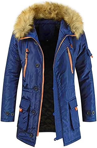Luvlc јакни за мажи, преголема ватирана качулка зимски палта за надворешна облека, обични стилски топло патент парки со џебови