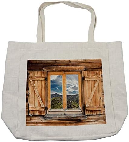 Амбесон планинска торба за купување, планина и небото поглед дрвена затворена просторија за прозорец на врвот на ридовите, природата