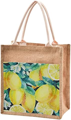 Лимон гранка остава јута торбички торби за еднократно намирници кесички платно џеб шопинг плажа кујна торба со рачка