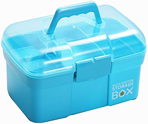 Sunxenze 11 '' Чиста пластична занаетчиска кутија за складирање, организатор за шиење кутија со отстранлив фиока, кутија за складирање на уметност со рачка