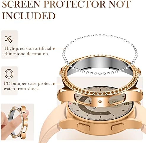 Леоид 3 пакет за Samsung Galaxy Watch 5 Pro 45mm Case [без заштитник на екранот], Bling Crystal Diamond Watch Band Set додатоци за женска девојка