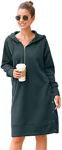 Andongnywell женски обични поштенски дуксери долги туники џемпери за џемпери мода плус големина худи со џебови