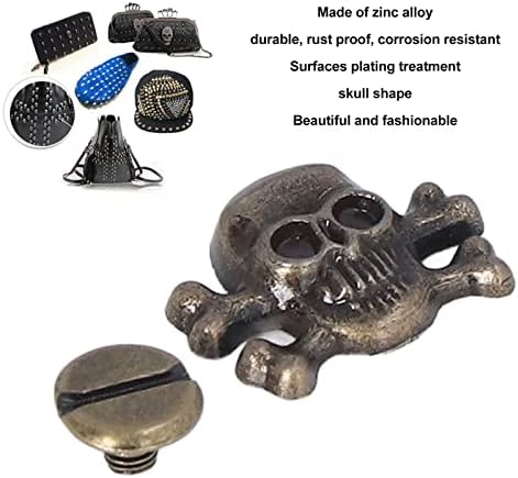 Jeanoko Punk Skull Head Stud DIY Rivet, 80 комплети черепски ривети Готски стил прекрасни модерни додатоци за забивање на DIY за правење