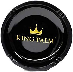 Кинг палма тркалезна стакло од пепелска црна - стаклена цигара од цигари - фиока за пепел за внатрешна и надворешна употреба - Домашен декор од пепелска маса од пепе?