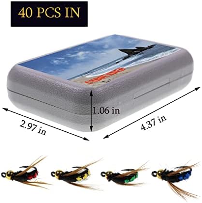 Летај риболов муви, 40 парчиња летаат асортиман на риболов за пастрмка/бас, суви/влажни муви, нимфи ​​со кука кука големина 8