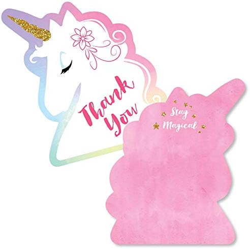 Виножито Еднорог - Карти за благодарност во форма - магичен еднорог туш или роденденска забава Ви благодариме за белешки картички