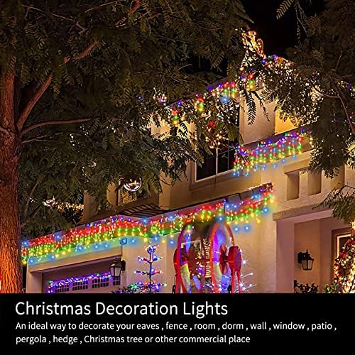 360 LED Божиќни светла за божиќни лекови на отворено, 60 капки капејќи светла од леден циклус, 29,5 стапки на самовила светла со 8 режими,