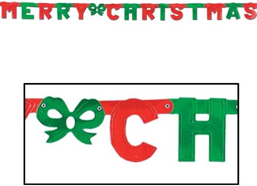 Beistle 1-Пакет Фолија Среќен Божиќ Стример За Забави, 4-1/4-Инчен од 5-Стапки 6-Инчен