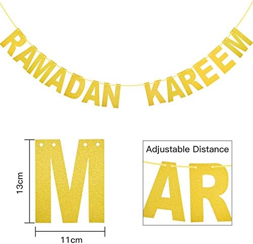 2 Парчиња Рамазан Карим Банер Златен Сјај Банер Декоративен Бајрам Фестивал Висечки Венци За Материјали За Домашна Забава
