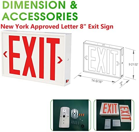 Гарини Њујорк Одобри Челична Буква 8 Излезен Знак Итно Светло Погодно За Монтирање На Ѕид На Влажна Локација, Странично Монтирање Или