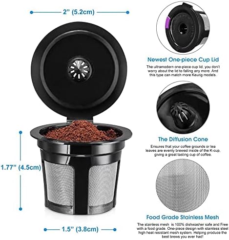 Копчиња за еднократно користење, 6 пакети универзални вклопуваат филтри за еднократно кафе со храна од не'рѓосувачки челик од не'рѓосувачки челик,