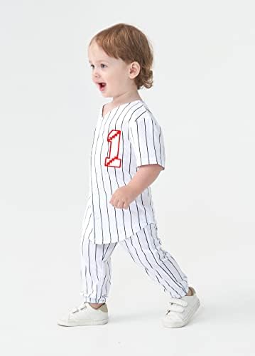 Детско момче девојче роденден Бејзбол кошула краток сет Деца 1-ри 3-ти 3-ти 4 годишен роденденски 2-парчиња облека сет