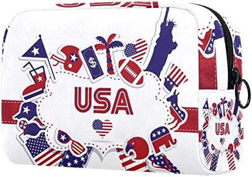 Тоалетна Торба, Козметичка Торба За Шминка За Патувања За Жени Мажи, Симбол На Американското Знаме