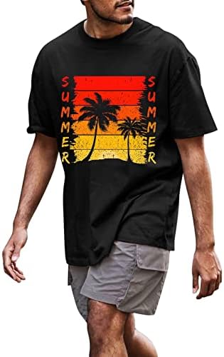 Xiloccer mens лето Хавајска плажа писмо писмо печатење на тркалезниот врат кратки ракави маица мажја маж со долги ракави риби маици