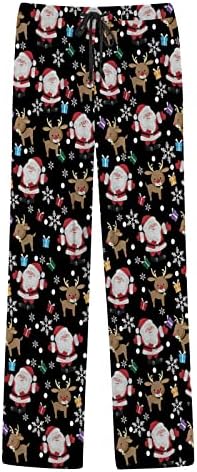Божиќни пижами панталони високо-половини стакло со црвено вино графички панталони удобни обични панталони за пижама за пижама
