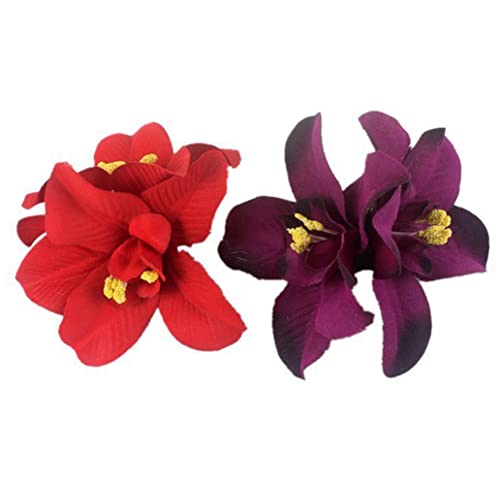 5 ПАРЧИЊА Голем Двоен Шифон Цвет Од Орхидеи Боемски Цвеќиња Клипови За Коса Иглички За Коса Додатоци За Невестинска Коса Тропски
