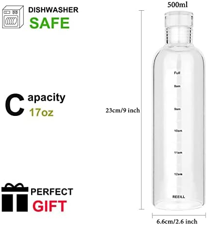 Snminetal чиста стаклена вода шишиња со временски маркер што не се лизга ракав и капаци, шишиња за пиење со еднократно стакло,