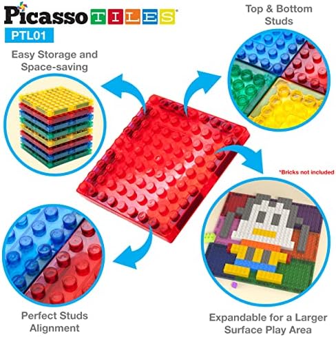 Picassotiles 12 парчиња магнетски плочки од тули + 108PCS коцки за магнетна загатка, сет за редење на додатоци за додатоци за додатоци,