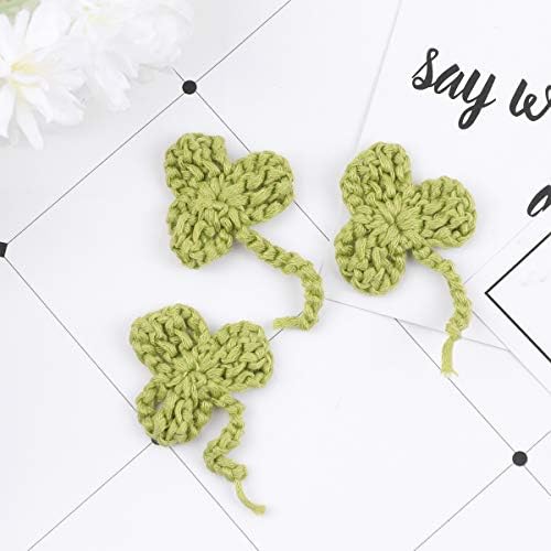 Kesyoo 10pcs crochet shamrock applique украси капчиња цветни апликации за шиење лепенка облека фустан капа за шиење цвеќиња DIY додатоци детелина