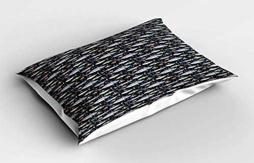 Ambesonne наутичка перница срам, шема на разни типови риби и меурчиња во океанските морски вибрации, декоративна стандардна големина печатена перница, 26 x 20, разнобојно