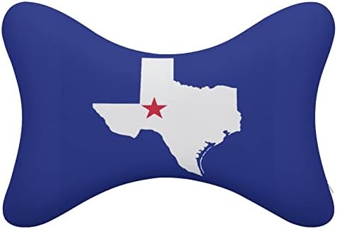 Тексас Знаме Мапа 2 парчиња Перници за Вратот на Автомобилот Што Дишат Автоматско Перниче За Одмор На Главата Удобна Перница