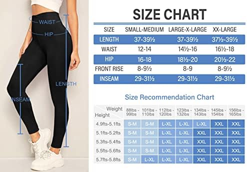 Олиен хеланки со високи половини за жени - целосна должина мека контрола на стомакот, истегнат јога панталони тренингот црн рег & плус големина
