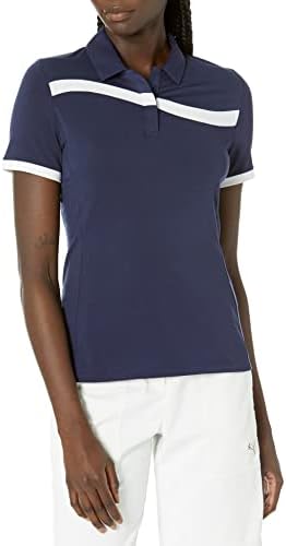 Callaway Women's SwingTech Асиметричен блок во боја на кратки ракави голф Поло кошула