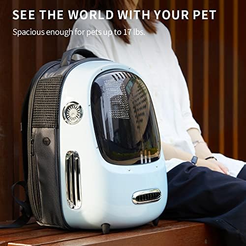Петкит вентилиран носач на ранец на мачки со вграден вентилатор и светлина, удобна торба за ранец на кучиња со мачки за патување, пешачење, одење,