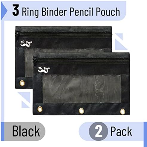 Г -дин Пен ткаенина торбичка со 3 дупки за врзивно средство, црна, сет од 2