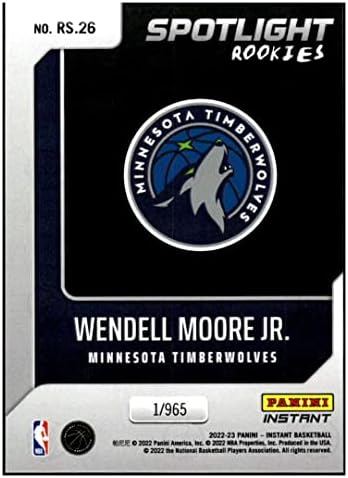 Вендел Мур rуниор РЦ 2022-23 Панини Дебитанти за непосредна близина /96526 Timberwolves NM+ -MT+ NBA кошарка