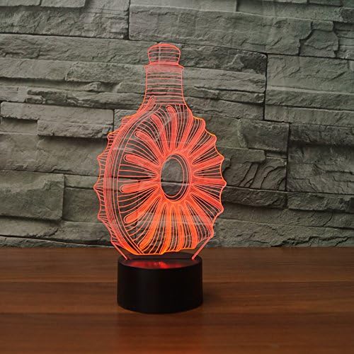 Molly Hieson 3D виски шише ноќно светло светло допир прекинувач за декор, табела, оптички илузивни ламби 7 светла за промена