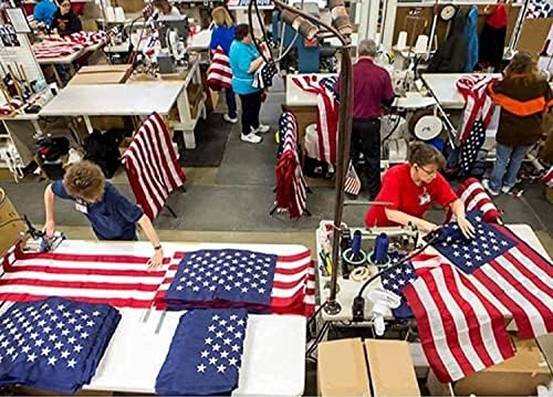 Американско знаме 5x8 стапки за надвор направено во САД, најдолга трајна, тешка, извезена starsвезди, зашиени ленти, месинг громи,