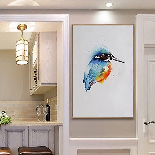 Shoujiqq рачно насликано текстурирано сликарство со животинско масло - Апстрактна симпатична птица модерна вертикална влезна